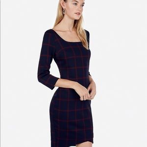 Beautiful Express Plaid Sheath Dress 3/4th Sleeves